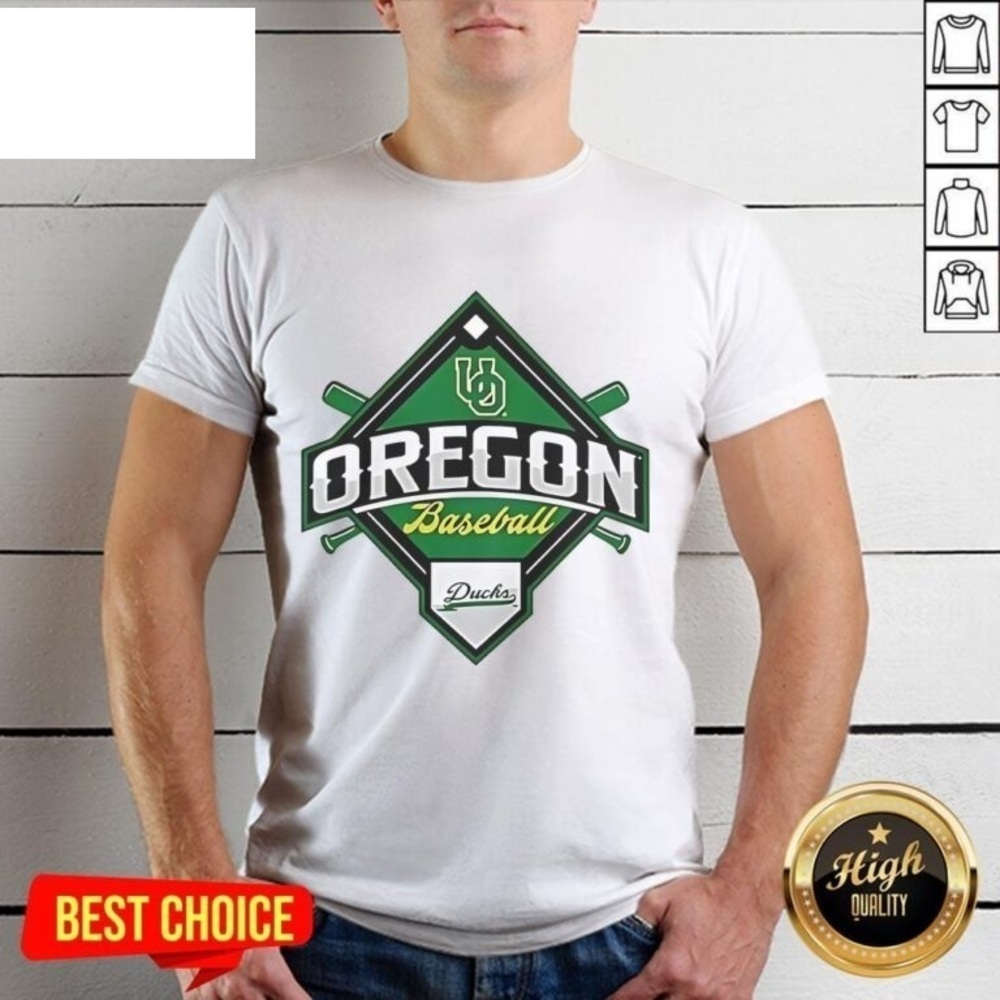 Oregon Ducks White Big Ten Baseball Logo T-Shirt